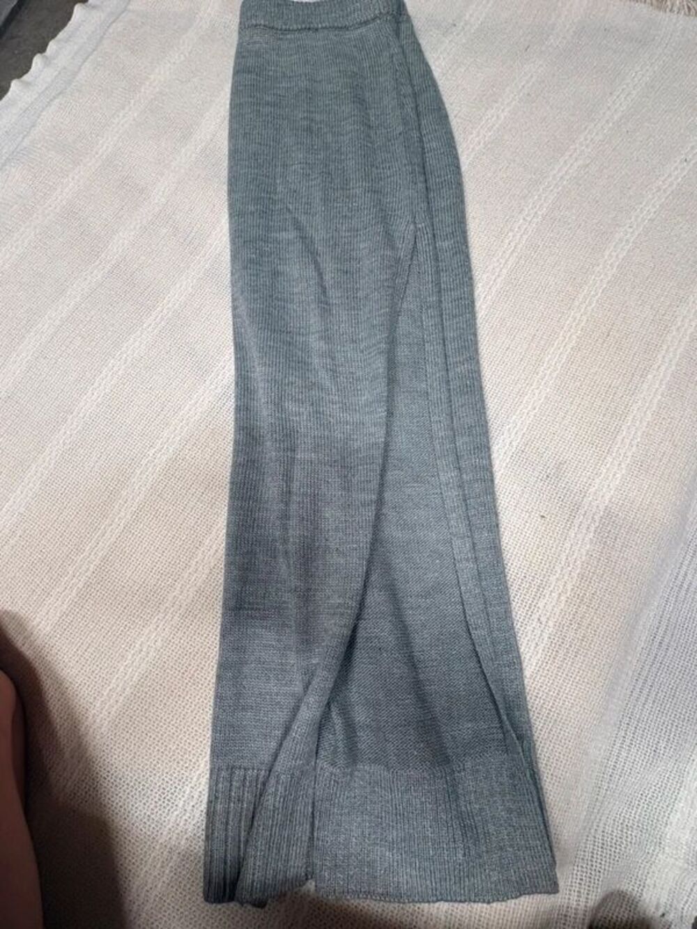 Meshki xl grey blue long knit maxi skirt with slit
